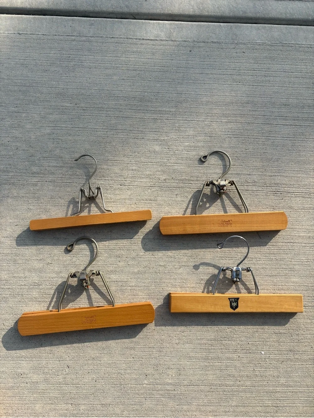Lot of 4 misc. vintage wooden pant hangers